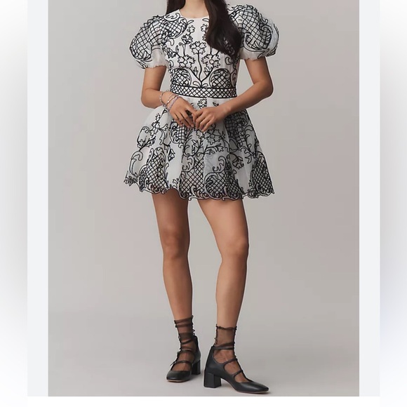 Anthropologie Maeve Puff Sleeve Mini Dress Size 6 Stunning and Brand New! NWT - Picture 3 of 7